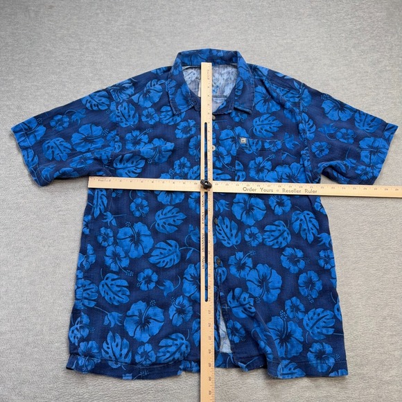 Vintage Quiksilver Shirt Mens XL Blue Floral Hawaiian Rayon Button Up Surf Beach - Picture 10 of 10